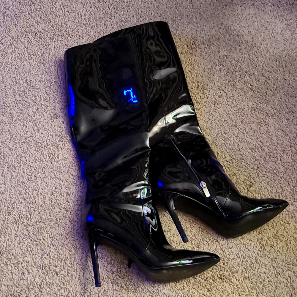 Black Patent Heeled boots size 8
